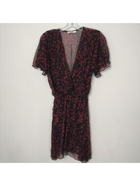 Runway Paris Black Red Floral Sheer Tie Waist Dress Whimsigoth Sheer Floral
